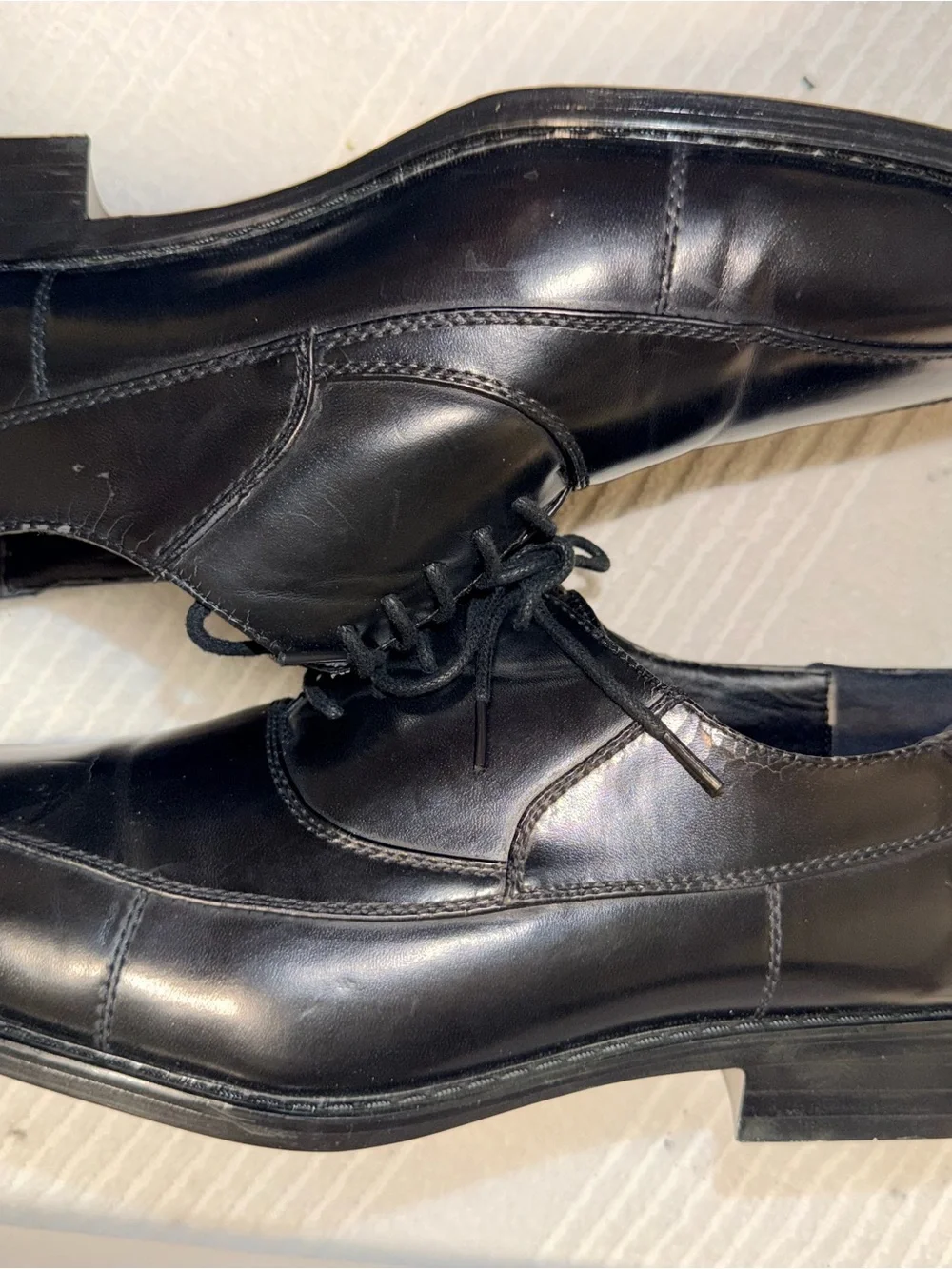 Hugo Vitelli Men’s Black Leather Square Toe Dress Shoes Size 8.5